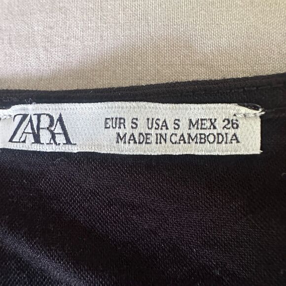 Zara Tie-Front Black Blouse Oversized Boxy Size S - Picture 4 of 6